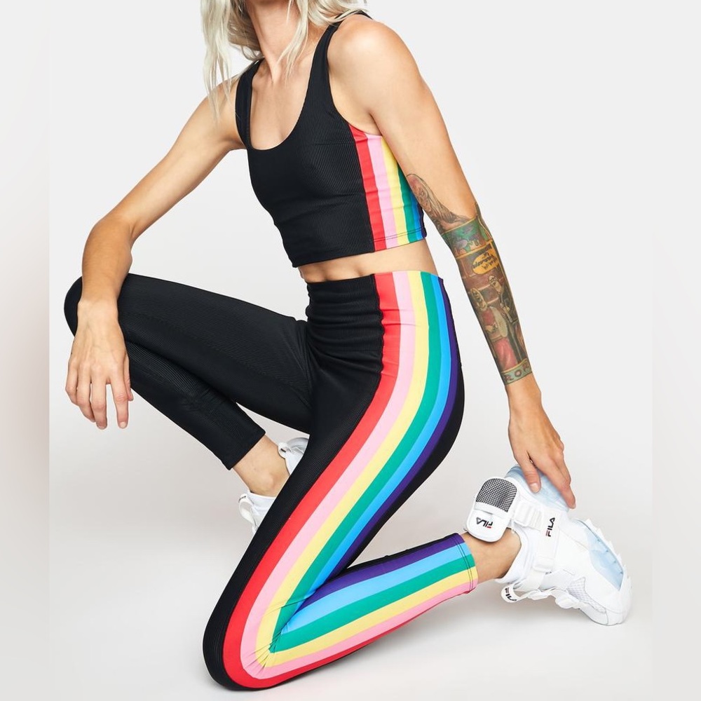 BEACH RIOT Megan Legging in Rainbow Stripe